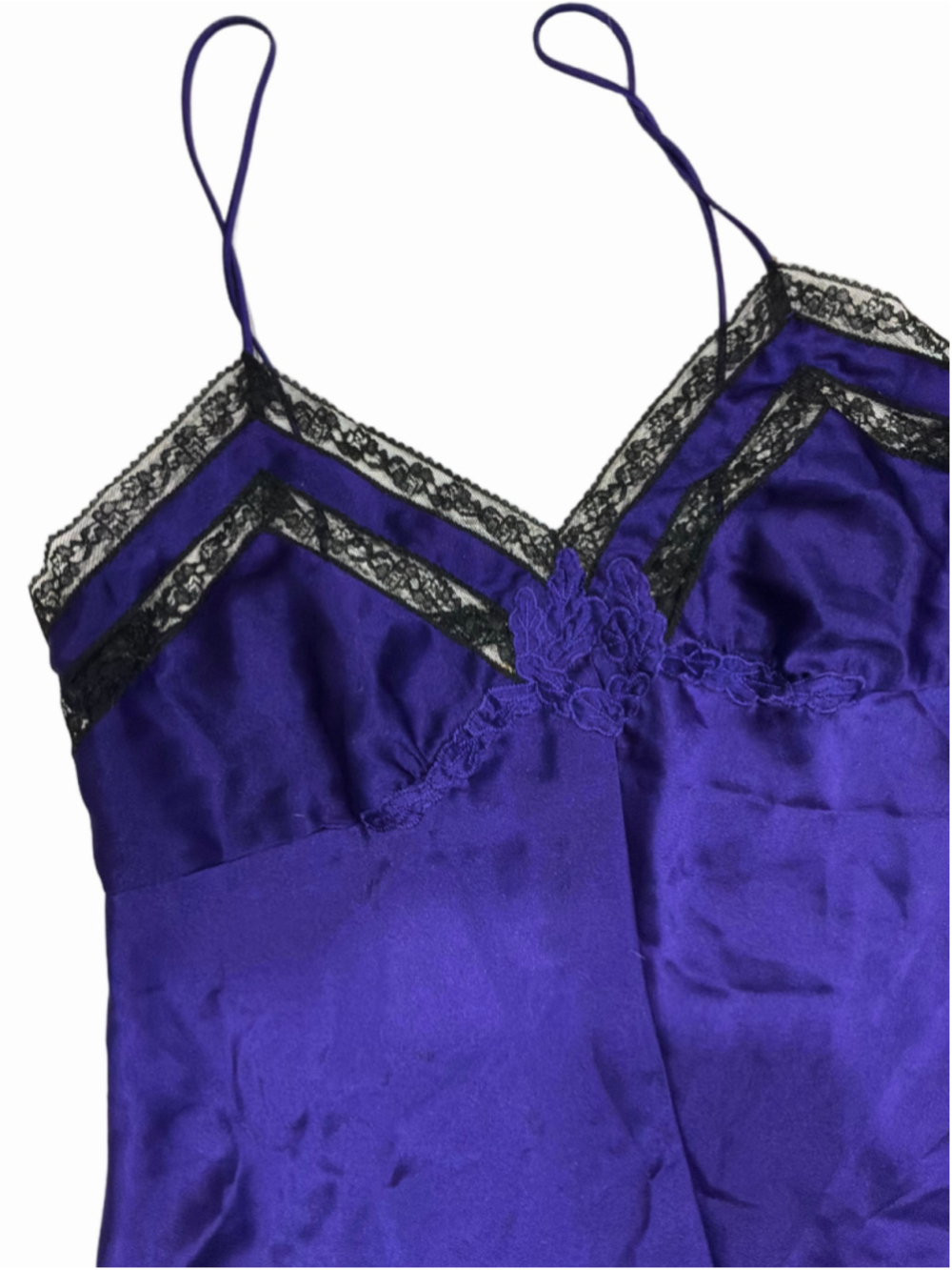 Vintage Victoria's Secret "Gold Label" royal purple satin lingerie teddy / rompe